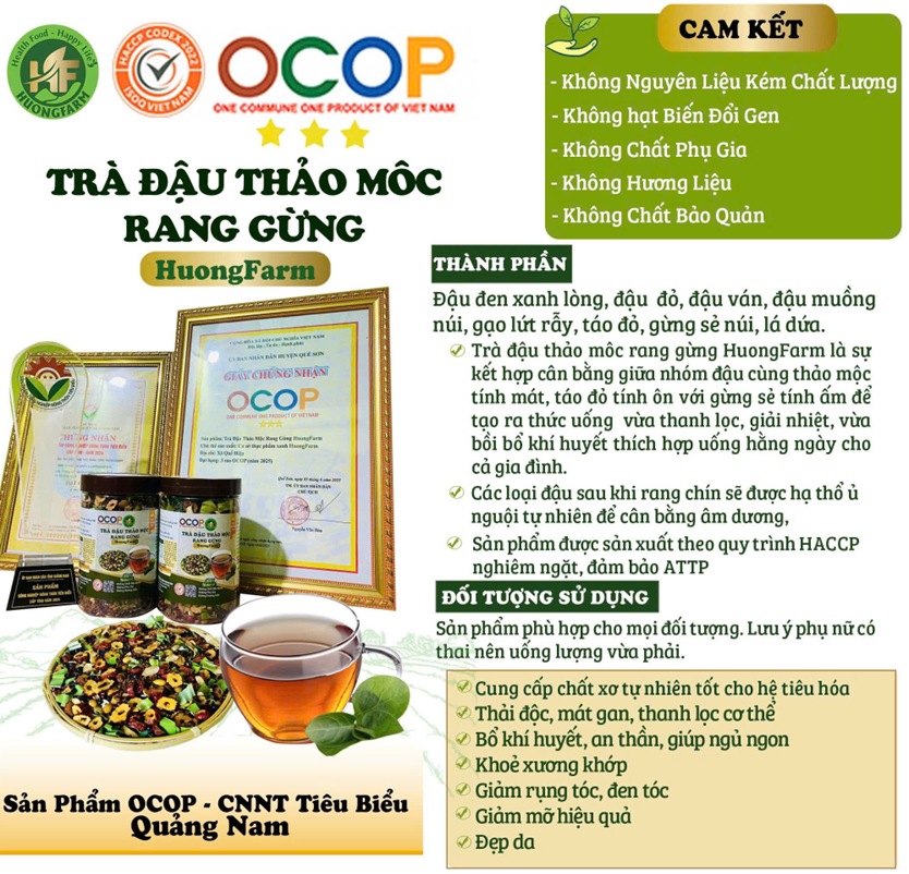 Trà đậu thảo mộc rang gừng – 500g/hũ