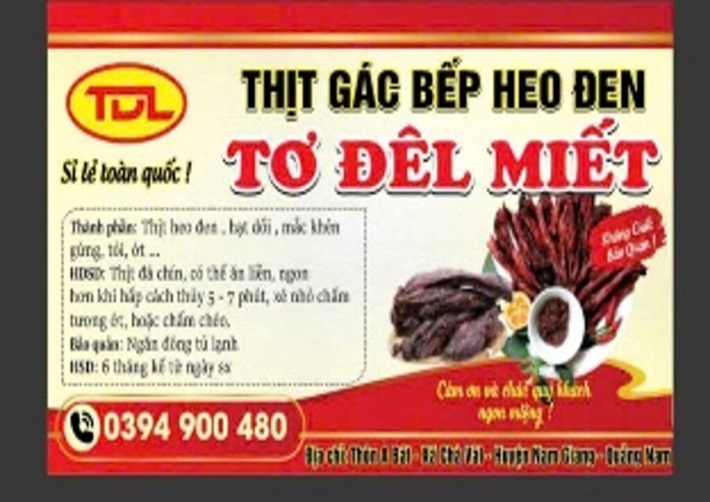 Thịt gác bếp heo đen - Tơ Đêl Miết, Thôn A Bát, xã Nam Giang, TP. Đà Nẵng